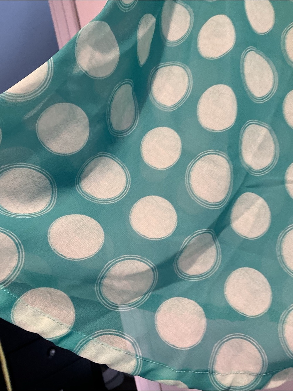 Polka Dot Drawstring Crop Top - Teal Green - Picture 5 of 6